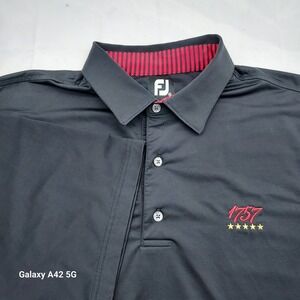 FJ FootJoy Golf Polo Shirt XXL Mens Black 1757 Five Star Golfing